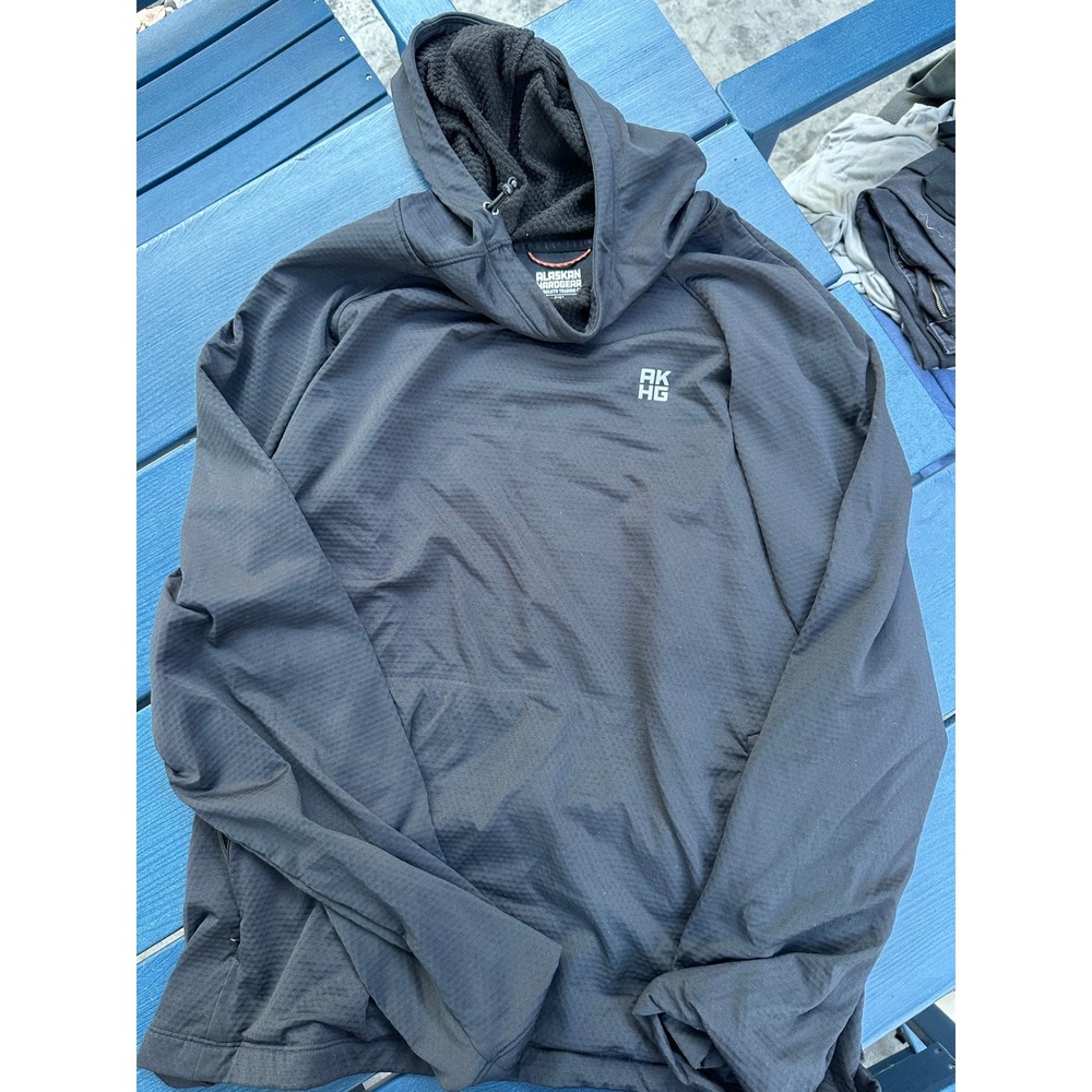 Alaskan Hardgear Duluth Trading Co Mens 2XL Black Grid Fleece Sherpa Hood Hoodie